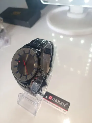 Relógio Curren Masculino Original Aço Inox Preto e Azul - Novo na Caixa Estilo Classico
