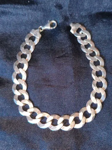 Pulseira de prata maciça pesada grossa