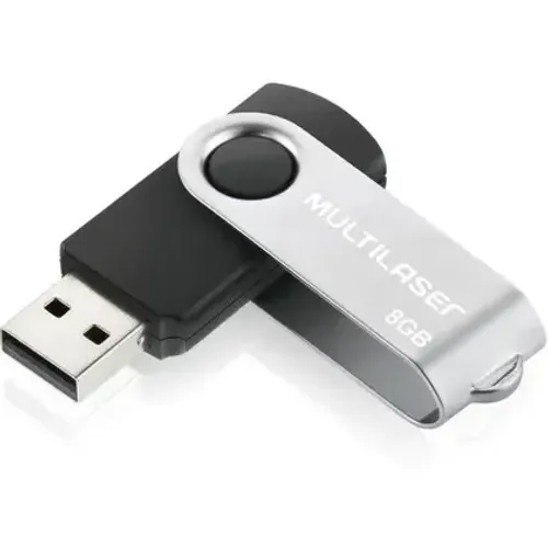 Pen Drive 8Gb Twist2 Preto/Prata Pendrive Novo Multilaser Lacrado Draive Loja Coimbra Comp