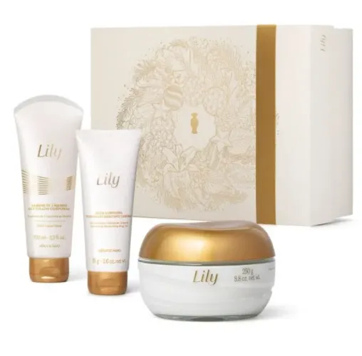Kit Lily hidratante corporal + sabonete líquido + geleia corporal iluminadora 