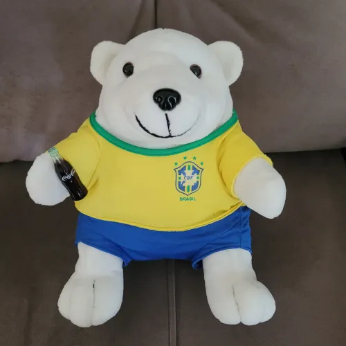 Urso de pelúcia Coca-Cola Seleção Brasileira de Futebol Olimpíadas de Sidney 2000
