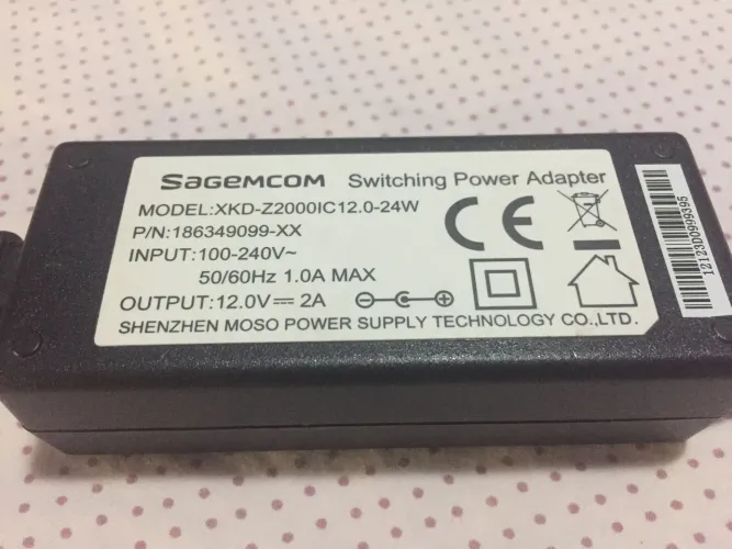 Adaptador de energia Sagemcom 12V 2A