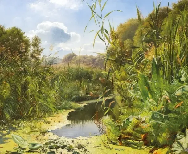 Reprodução tecido canvas de quadro "O Riacho" de 1855 autor Nilaus Fristrup