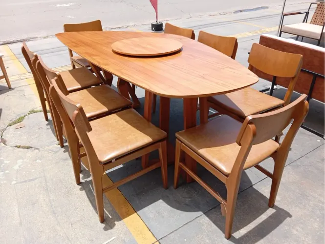 Mesa completa madeira orgânica 