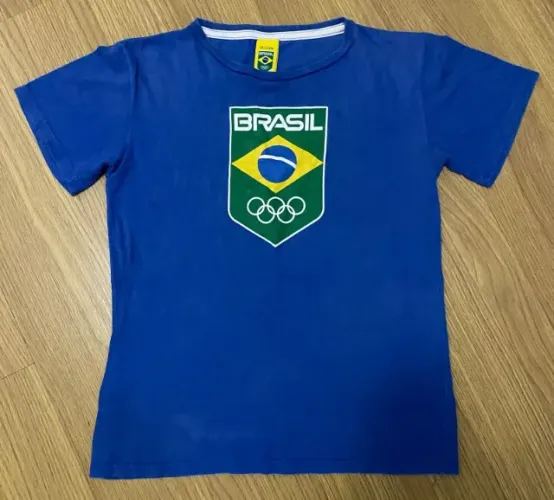 Camisa Oficial Time Brasil Olímpico Infantil Azul 11-12 Anos