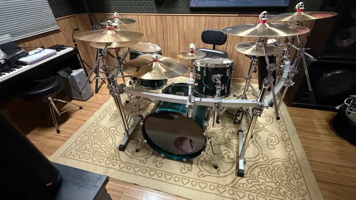 Bateria Pearl Session verde laqueada anos 90