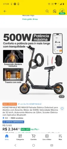 PATINETE ELÉTRICO COMPLETO NOVO