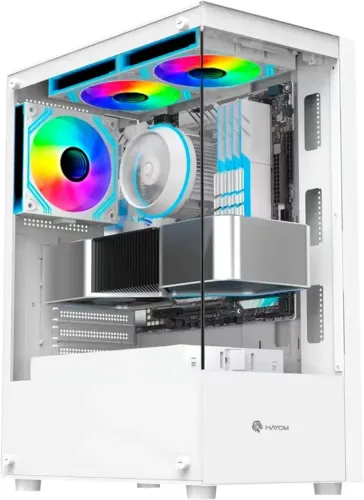 Gabinete Branco Gamer Mid Tower Hayom 1793 com 3 Coolers Lacrado - Loja Física