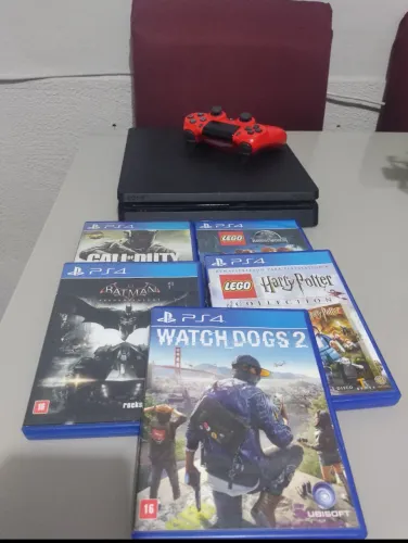 ps4 com 1 controle e 5 jogos