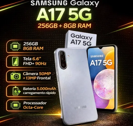 Celular Samsung a17 5G 256/08- Preto Azul Cinza 