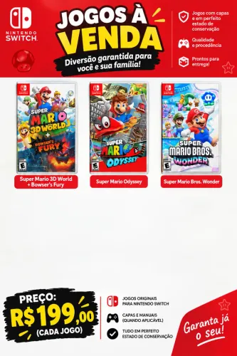 Jogos Nintendo Switch Físicos ( Mario ) Perfeito Estado de Conservação