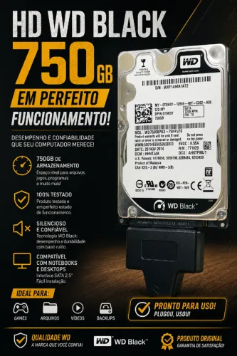 HD externo sata wd black 750 GB USB 3.0