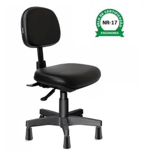 Cadeira para Confeccão secretária NR17 Ergonômica corino Preto