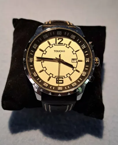 Relógio masculino pulseira de couro water resistant stainless Steel back