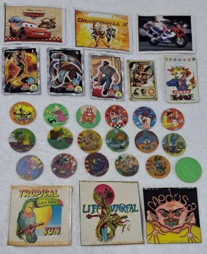 TAZOS TINY TOON, MASTER TAZO, DRACONIANA, WOLVERINE X-MAN, YU-GI-OH & ADESIVOS