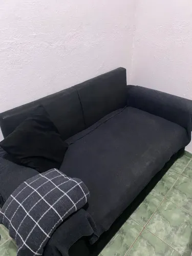 Sofá Preto 2 Lugares Suede 1,60