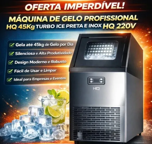 Máquina de gelo HQ 45Kg, sem uso.
