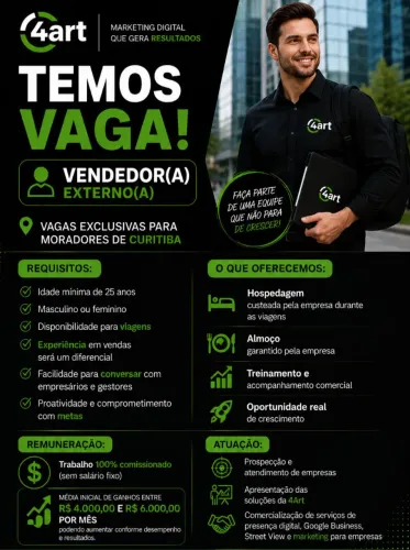 Vaga para vendedor externo (PAP)