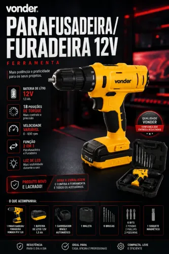 Parafusadeira/Furadeira Vonder 12V -  NOVA E LACRADA