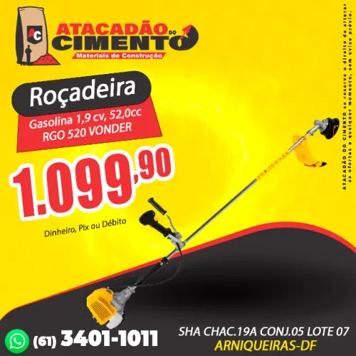 Roçadeira A Gasolina 1.9hp 52cc Rgo520 - Vonder