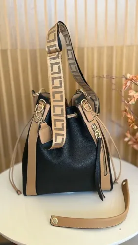 Bolsa Bucket Grande Luz da Lua Couro Estampa Monograma Caramelo - Premium