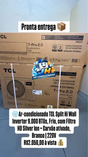 Ar condicionado TCL T-PRO inverter 9.000 Btus , frio, novo com garantia fabricante 