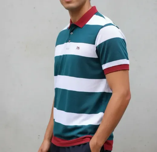 camisa polo tng collection - g - listrada verde vermelho branco