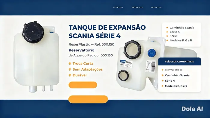 Reservatório de expansão do radiador Scanias série 4 modelos P G e R
