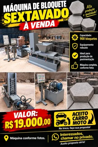Vendo Maqui de fabricar bloquete sextavado de alta produção com 900 formas