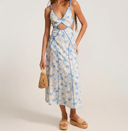 Vestido midi bluesteel estampado P