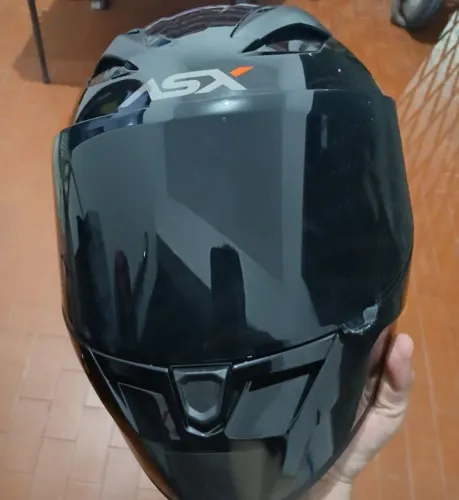 Capacete ASX Preto T56 Viseira escura + Viseira transparente