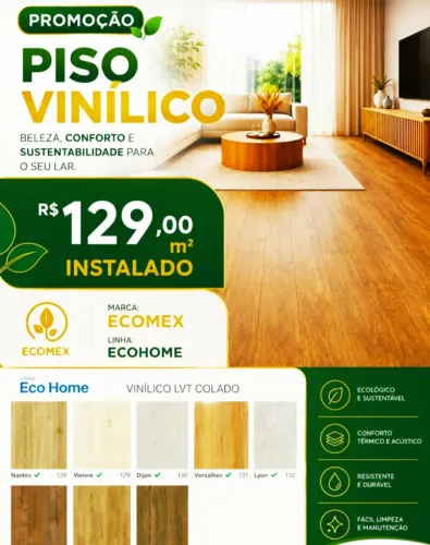 Piso Vinílico - Promoção - R$ 129,00 M²