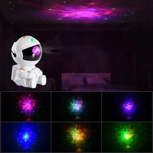 Projetor de galáxia e estrelas em formato de astronauta 