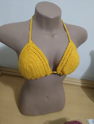 Top crochê amarelo P