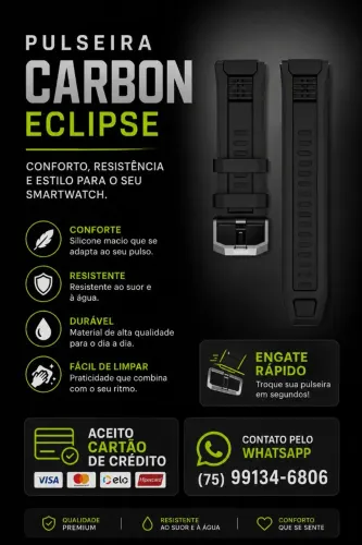 Pulseira para Smartwatch em Silicone Carbon