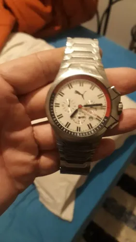 Relógio Puma Cronógrafo Esportivo - Mostrador Branco e Aço Inoxidável