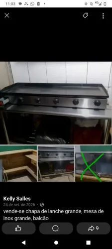 Chapa de lanche mesa alumínio e balcao