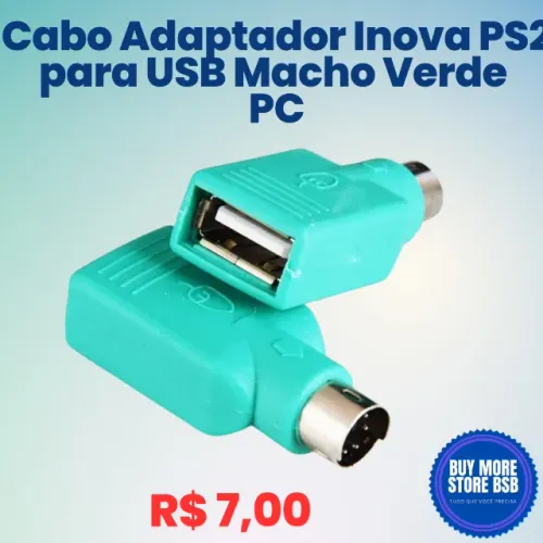 Cabo Adaptador Inova PS2 para USB Macho Verde PC