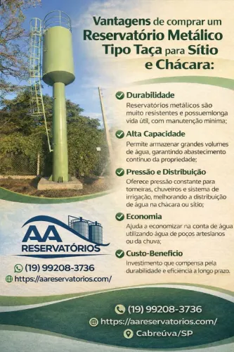 Reservatório metalico tipo taça