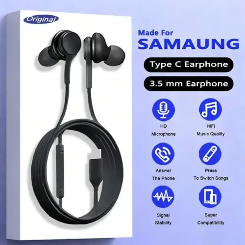 Fone de Ouvido USB-C Tipo-C Original com Microfone, Cabo Nylon Reforçado