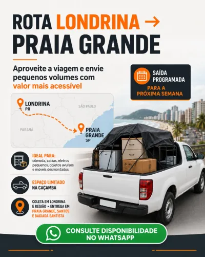 Frete Londrina para Praia Grande/SP com valor acessível 