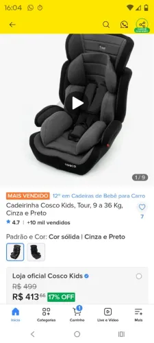 Cadeira infantil para carro com protetor de cabeça.