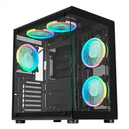 Gabinete Gamer K-Mex Bull Shark, CG-02P3, Lateral e Frontal em Vidro, Sem Fonte, Sem Fan,