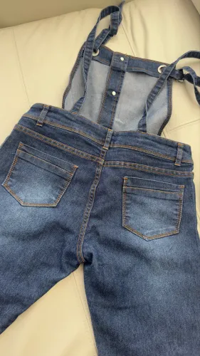 jardineira jeans feminina longa p