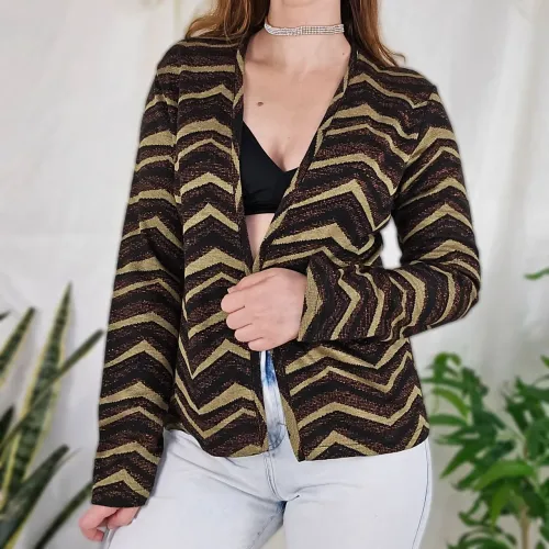 Cardigan marrom vintage chevron M