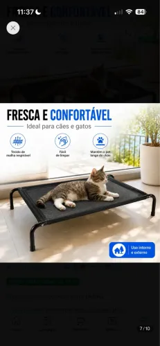 Cama Elevada Premium Para Cães Tamanho Da Malha 87x69cm