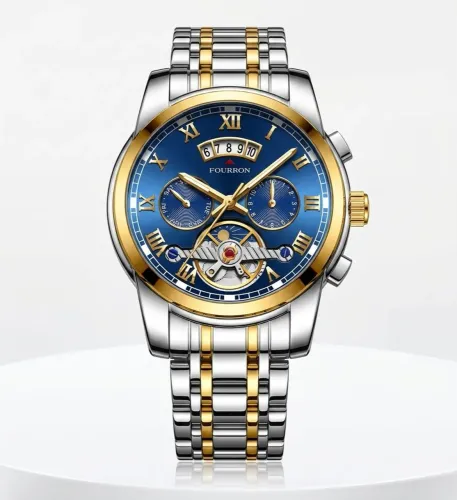 Relógio de Inox Belíssimo FOURRON Silver GOLD Pulseira prata com Detalhes Dourados PROMO