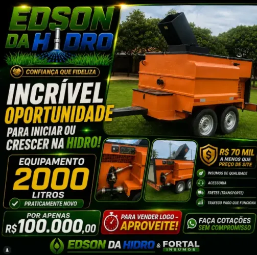 EQUIPAMENTO PARA HIDROSSEMEADURA 2000 LITROS