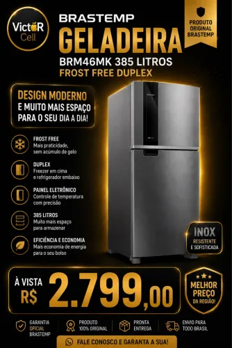 Geladeira Brastemp Inox | Lacrada | Nota Fiscal