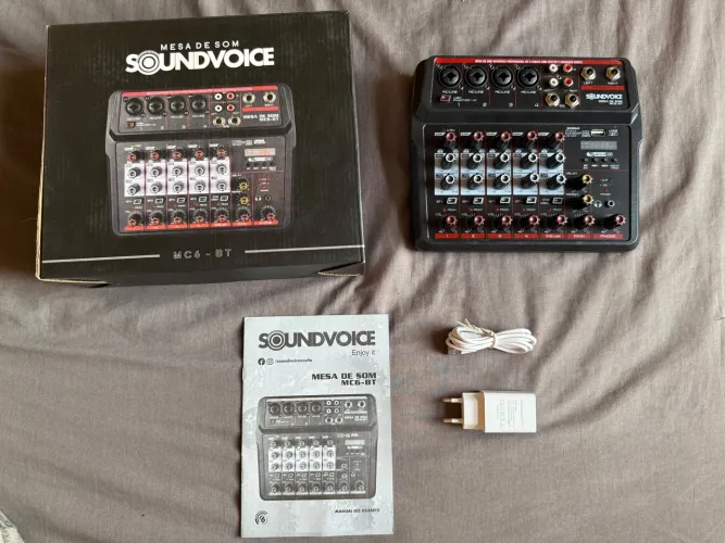 Mesa de Som Soundvoice MC6-BT c/ Bluetooth e Interface - Estado de Nova (Na Caixa!)